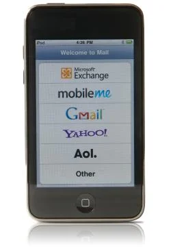 Apple IPhone 3s, the third generation smart phone displaying applications 스톡 사진
