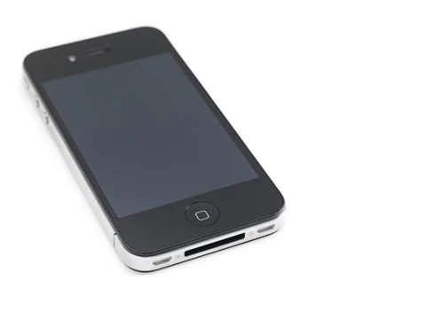Apple iPhone 4 smartphone with clear screen isolated on white background Stock Photos