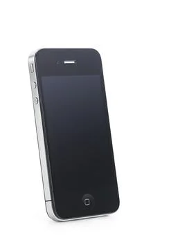 Apple iPhone 4 smartphone with clear screen isolated with clipping path on white Stock Photos