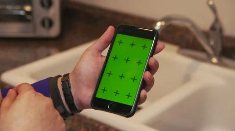 Apple iPhone 6 in Kitchen Closeup Tap and Swipe Video stock 46080342