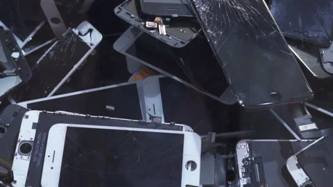  Apple iPhone broken screens  Devices are prepared for utilization. Editorial Stock Footage 253581194