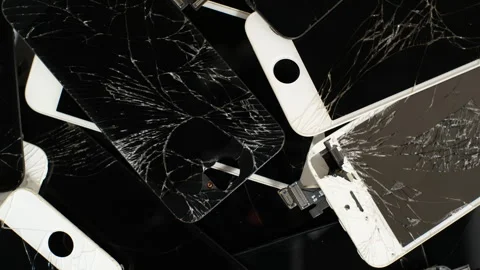  Apple iPhone broken screens  Devices are prepared for utilization. Editorial Stock Footage 253582490