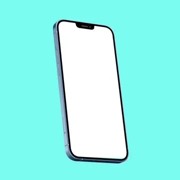 Apple iPhone X with a white screen against a blue background Stock Photos