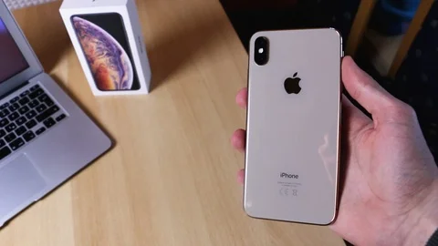Apple iPhone Xs Max Gold Design Shot 3 Stock Footage 102378880