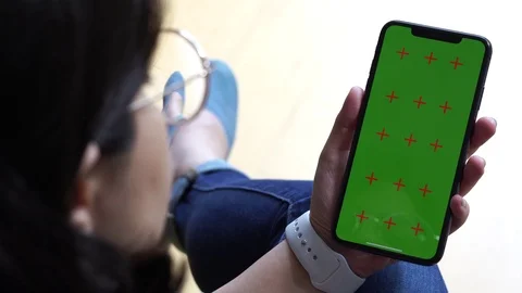 Apple iPhone XS Max Green Chroma Key with multiple gestures on touch screen Stock Footage 111169599