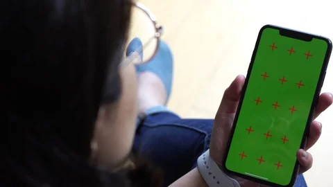 Apple iPhone XS Max Green Chroma Key with multiple gestures on touch screen Stock Footage 111169611