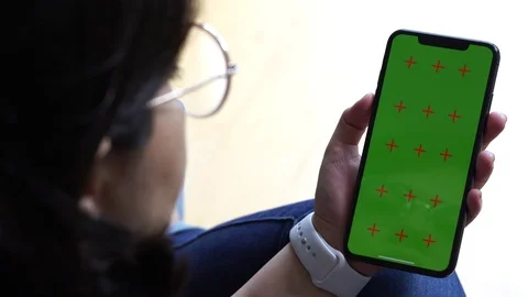 Apple iPhone XS Max Green Chroma Key with multiple gestures on touch screen Stock Footage 111169650