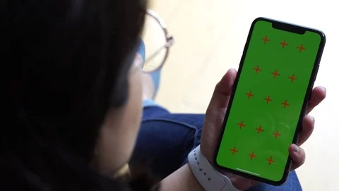 Apple iPhone XS Max Green Chroma Key with multiple gestures on touch screen Stock Footage 111169694