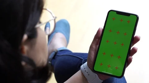 Apple iPhone XS Max Green Chroma Key with multiple gestures on touch screen Stock Footage 111169715