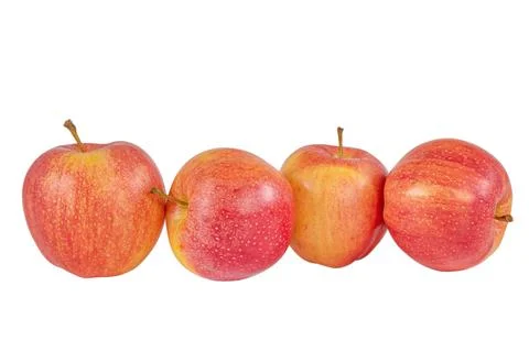 Apple isolate. Five red apples on a white background close-up. Stock Photos
