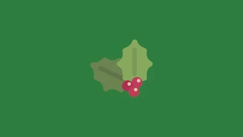 An apple on it red heart cherry christmas tree berry leaf dot isolated on green Stock Footage 336858279