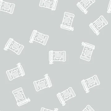 Apple jam line vector seamless pattern Stock Illustration
