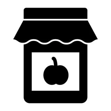 Apple jam solid icon. Conserve vector illustration isolated on white. Jam jar Ilustração Stock