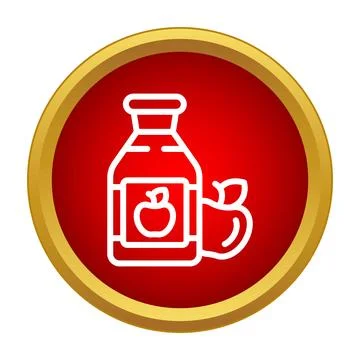 Apple juice bottle with fresh fruit icon Stock Illustration