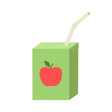 Apple Juice box flat icon. Simple vector illustration of juice packaging with Stock Illustration