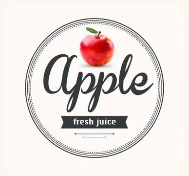 Apple juice. Detailed Vector label Stock Illustration