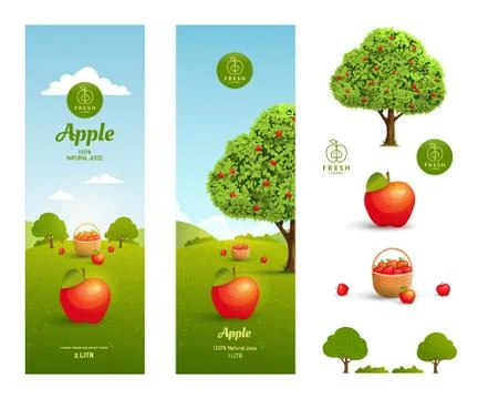 Apple juice packaging Stock Illustration