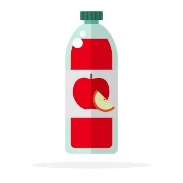 Apple juice of red apples vector flat material design isolated object on white Stock Illustration