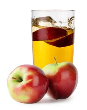 Apple juice with two apple Stock Photos