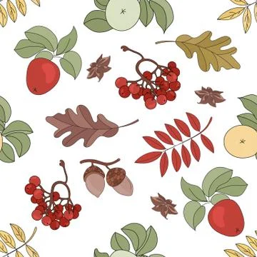 APPLE LANDSCAPE Nature Seamless Pattern Vector Illustration Stock Illustration