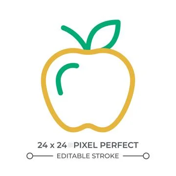 Apple with leaf colorful line ui icon Stockillustratie