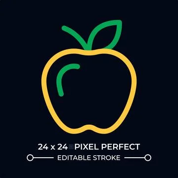 Apple with leaf dark color line ui icon Stockillustratie