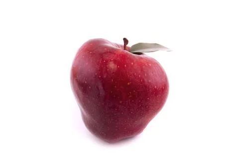 Apple with leaf isolated on white Stock Photos