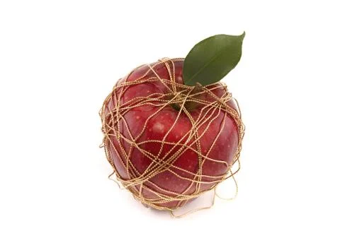 Apple with leaf isolated on white Stock Photos