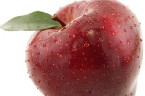 Apple with leaf isolated on white Stock Photos