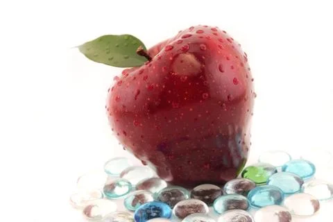 Apple with leaf isolated on white Stock Photos