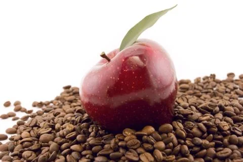 Apple with leaf isolated on white Foto stock