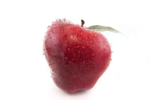 Apple with leaf isolated on white Stock Photos