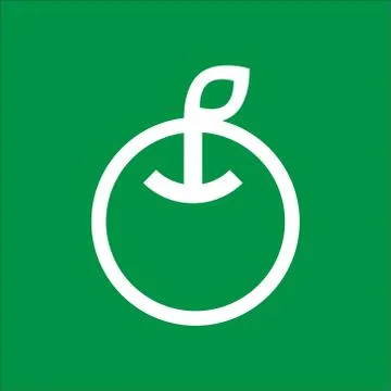 Apple with leaf line icon. Fresh, ripe, crop. Stock Illustration