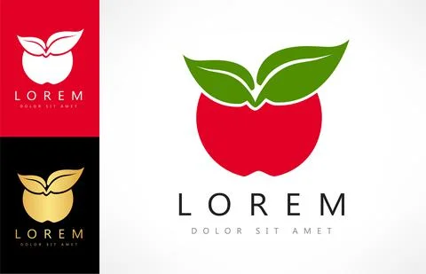Apple with leaf logo fruit vector Stock Illustration