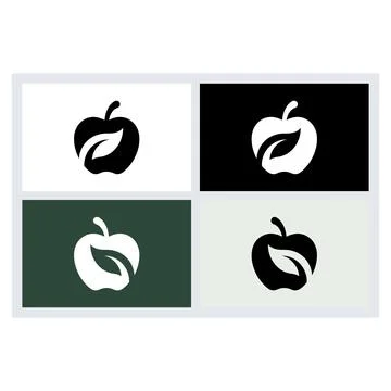 Apple Leaf Logo Vector Set Stock Illustration