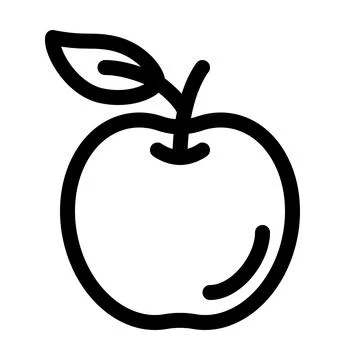 Apple with leaf outline icon. Vector graphics Stock Illustration