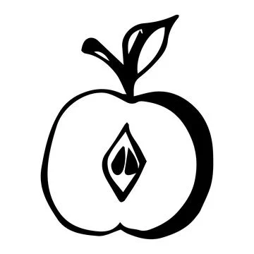 Apple with a leaf. Retro style, engraving. Hand drawing. Stock Illustration