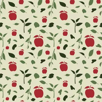 Apple leaves organic seamless pattern background Stock Illustration