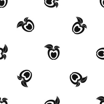 Apple with leaves pattern seamless black イラスト素材