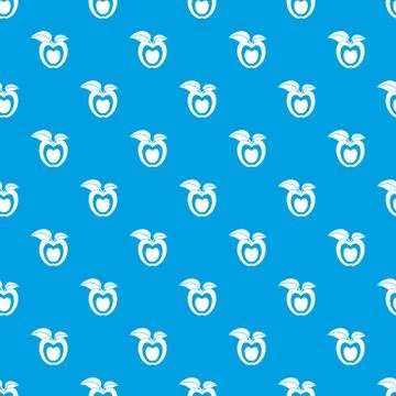 Apple with leaves pattern seamless blue Stockillustratie