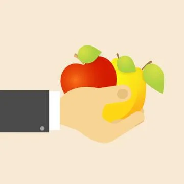 Apple lemon pear in hand. Stock Illustration