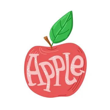 Apple with lettering. Vector illustration. 스톡 일러스트