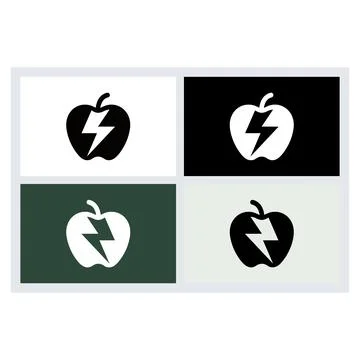Apple With Lightning Bolt Icon Set Illustrazione stock