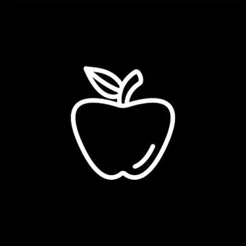 Apple Line Icon On Black Background. Black Flat Style Vector Illustration Stock Illustration