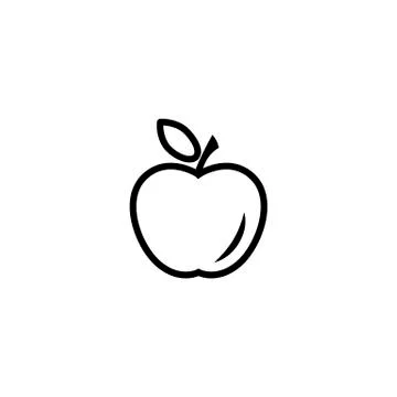 Apple line icon in black Stock Illustration