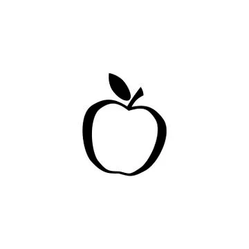 Apple line icon in black Stock Illustration