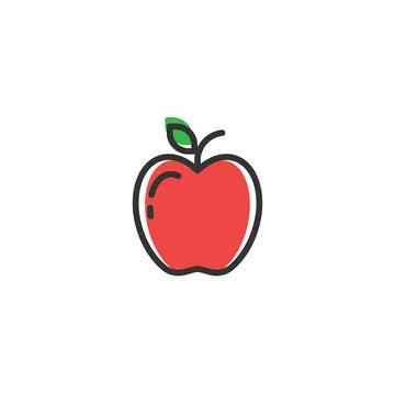 Apple Line Icon Symbol. Web Icon Logo Template Design Element. Stock Illustration