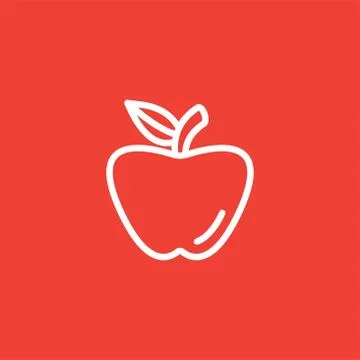 Apple Line Red Icon On White Background. Red Flat Style Vector Illustration Stock Illustration