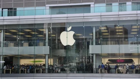 Apple Logo in Hong Kong Stock Footage 203772125