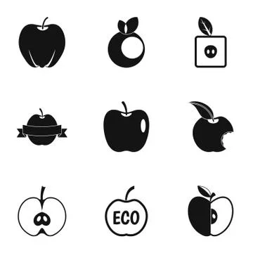 Apple logo icon set, simple style 스톡 일러스트